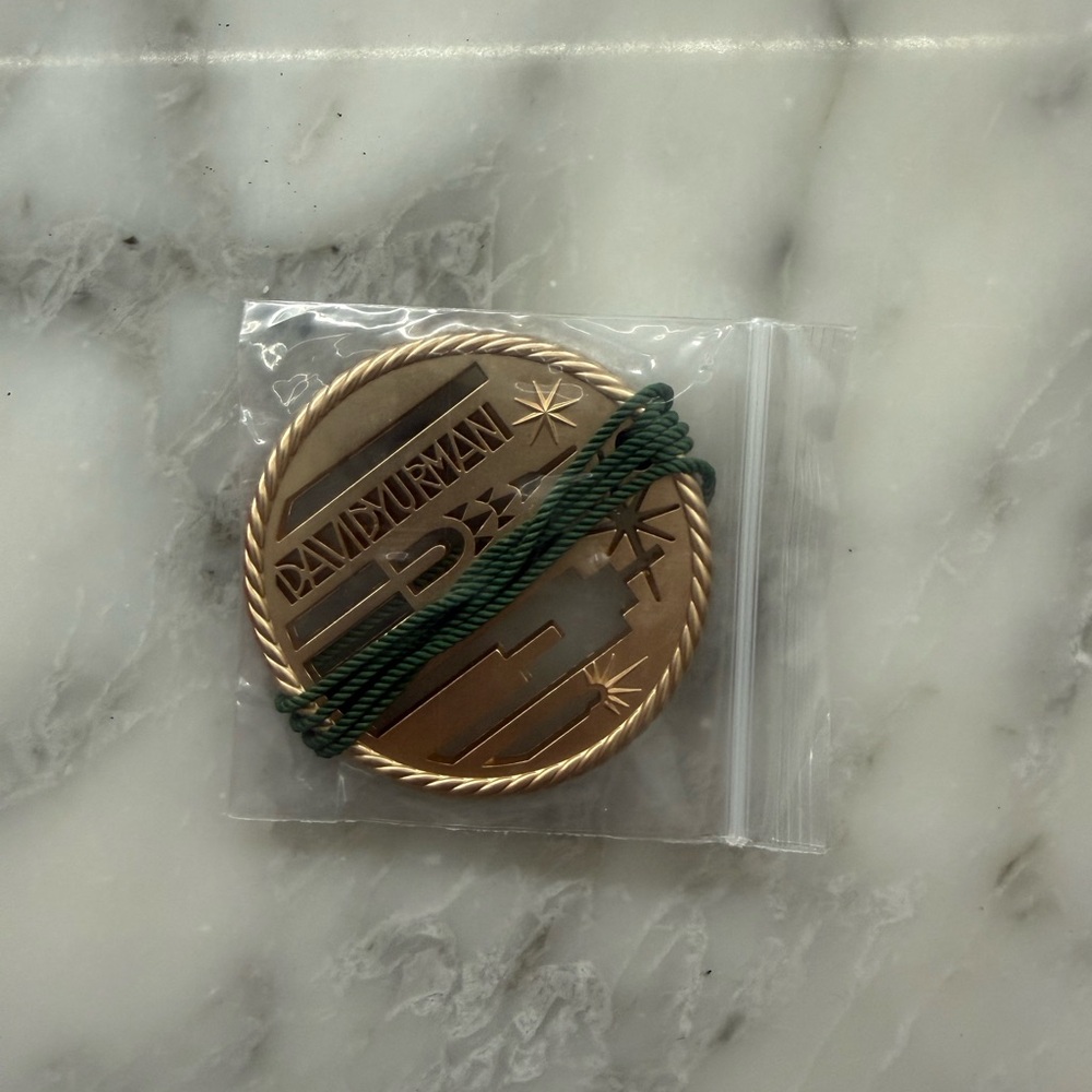 David Yurman Gold Medallion with Green Cord